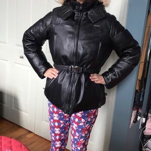 Ecko Leather Puffer Jacket L